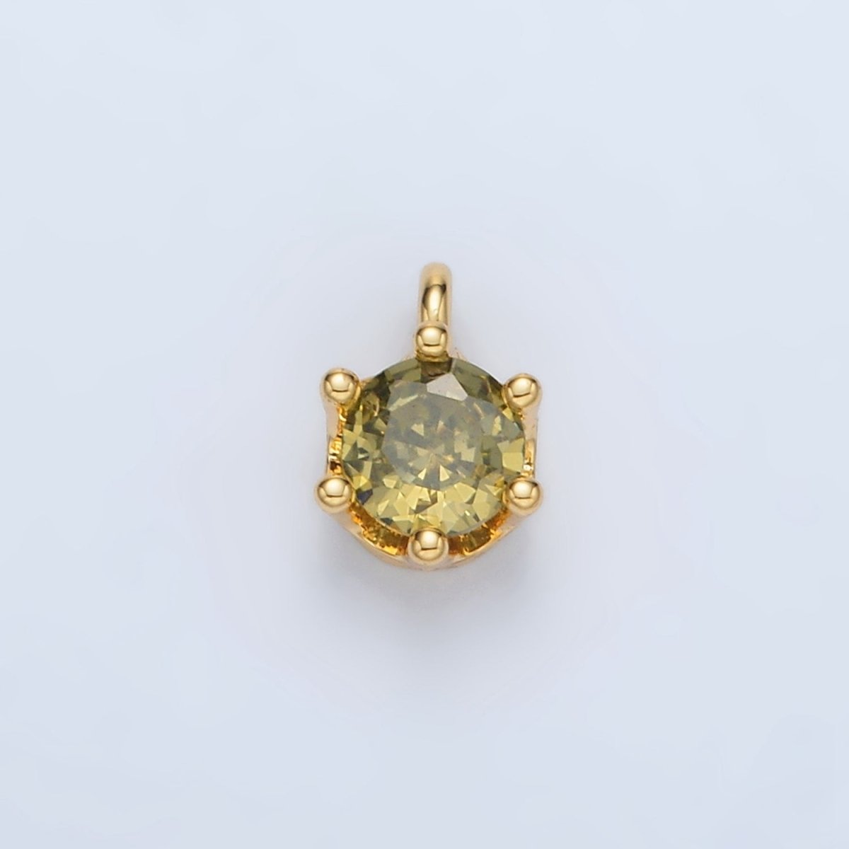 24K Gold Filled Clear, Purple, Green, Pink, Peach, Red, Olive Mini Round CZ Charm | AC132 - AC135