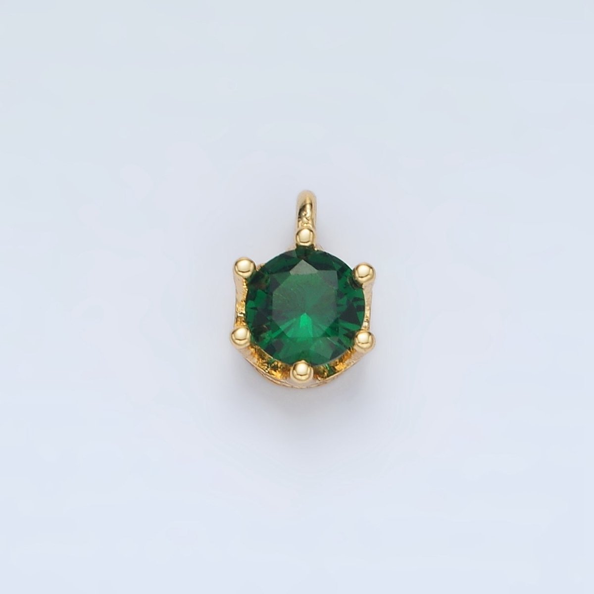 24K Gold Filled Clear, Purple, Green, Pink, Peach, Red, Olive Mini Round CZ Charm | AC132 - AC135