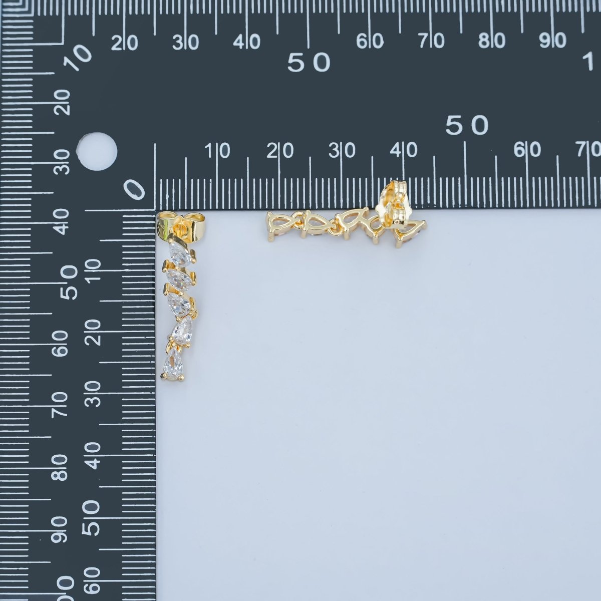 24K Gold Filled Clear Teardrop CZ Drop Stud Earrings | AD853