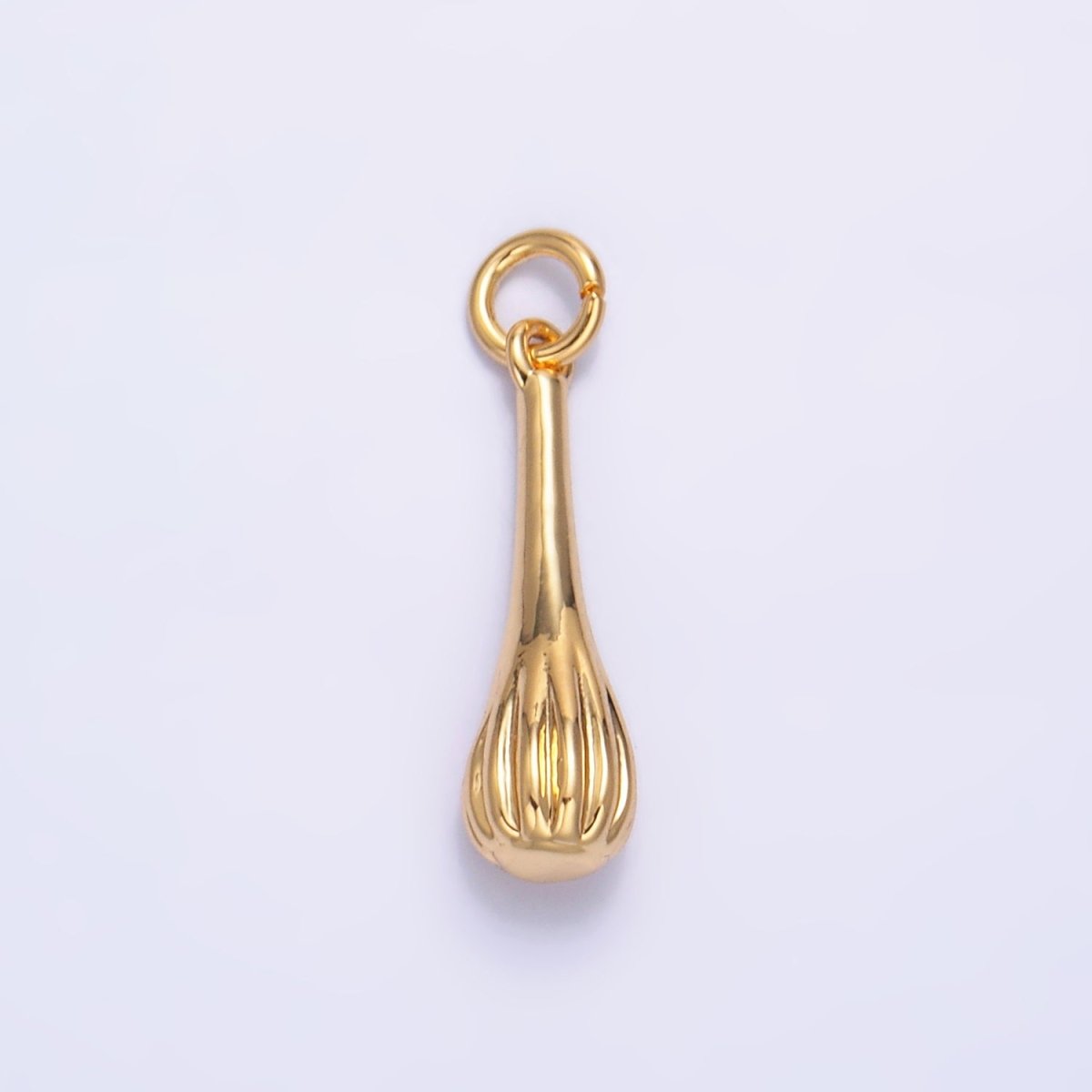 24K Gold Filled 17mm Cooking Whisk Utensil Tool 3D Multidimensional Charm in Gold & Silver | W346