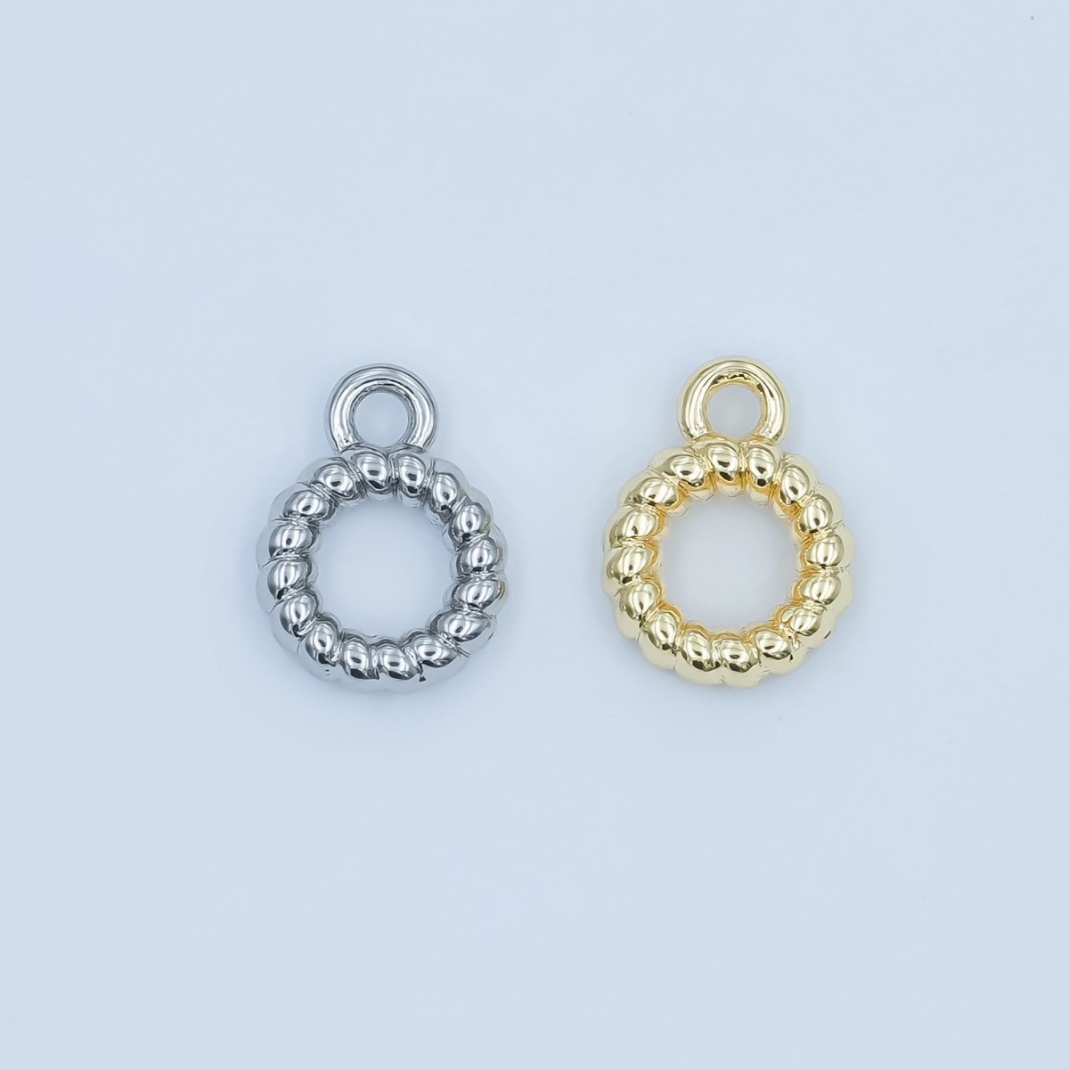 24K Gold Filled Croissant Lined Wide Round Bail Finding in Gold & Silver | Z1102
