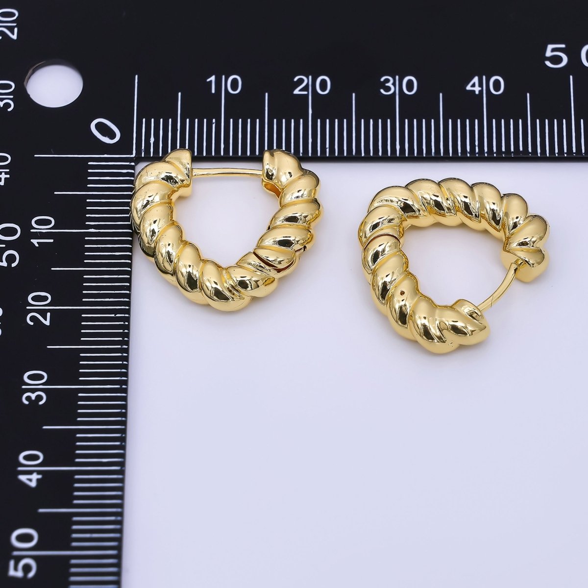 24K Gold Filled Croissant Twisted Hinged Huggie Hoops Earrings | AJ-065