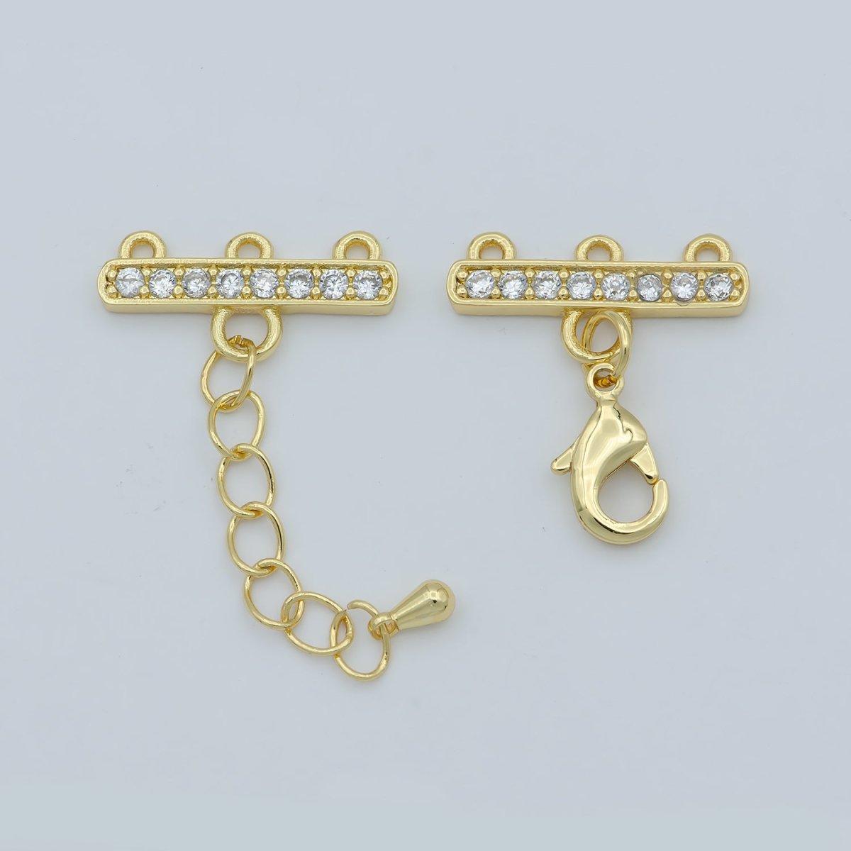 24K Gold Filled Cubic Zircon Crystal Lobster Clasp Necklace Layer Chain Extender L-394 L-395