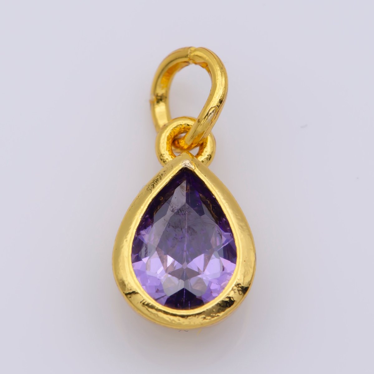 24K Gold Filled Cubic Zirconia CZ Teardrop Charm Jewelry Making Component | M-511-M-517