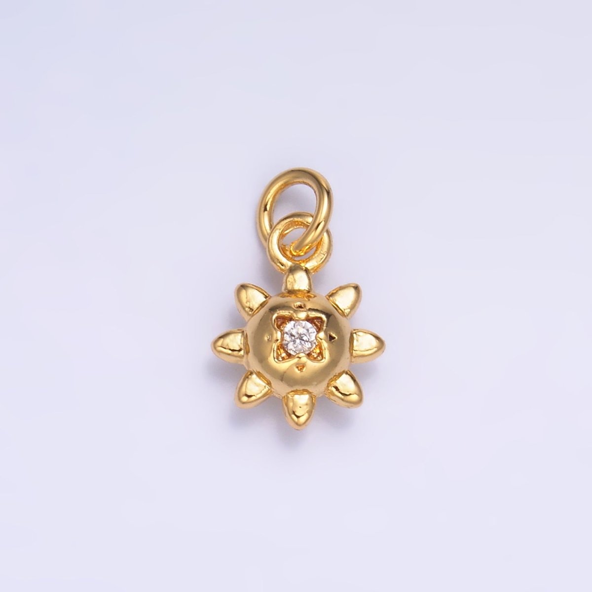 24K Gold Filled 9.5mm CZ Celestial Sun Mini Charm in Gold & Silver | W879