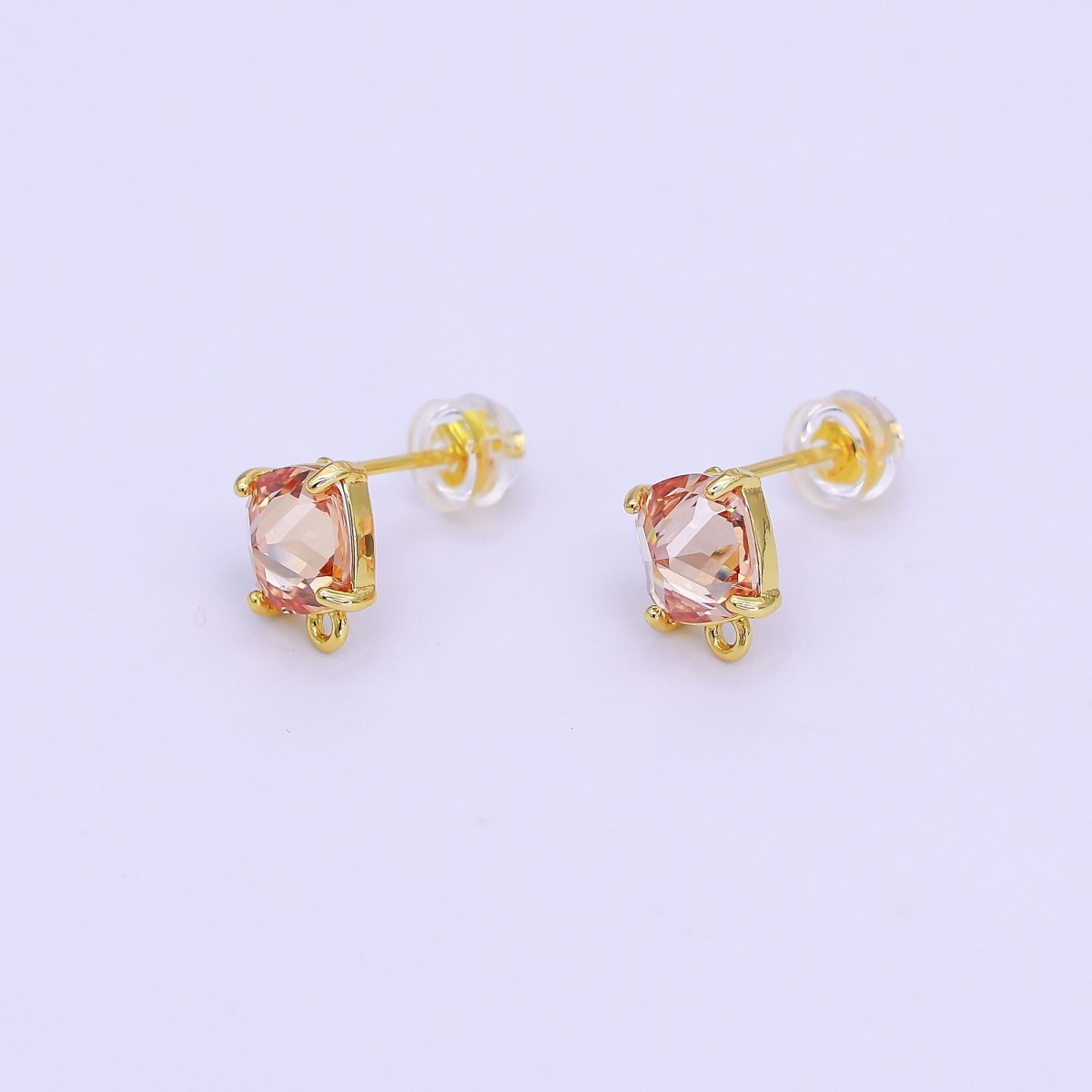 24K Gold Filled CZ Drop Stud Earrings Findings | Z1116 Z1273