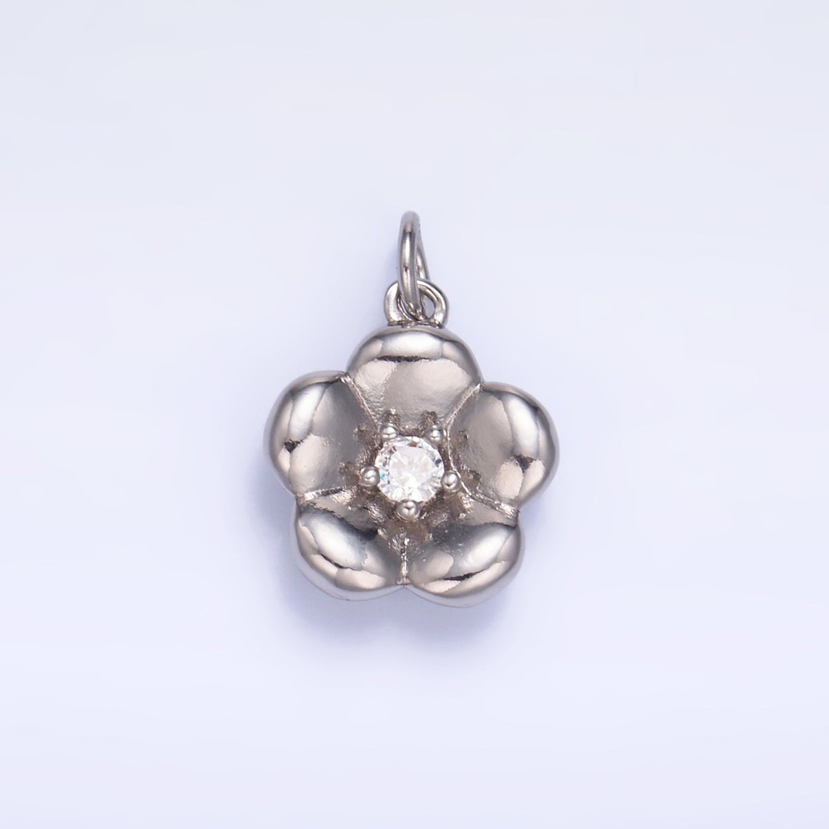 24K Gold Filled 14.5mm CZ Flower Multidimensional 3D Charm in Gold & Silver | W869