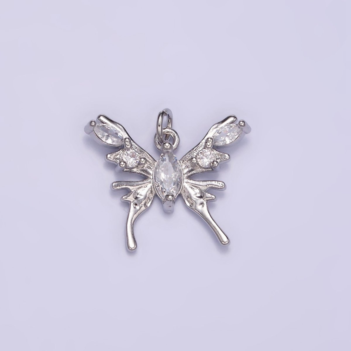 24K Gold Filled 18mm CZ Molten Drip Butterfly Insect Charm in Gold & Silver | AC170