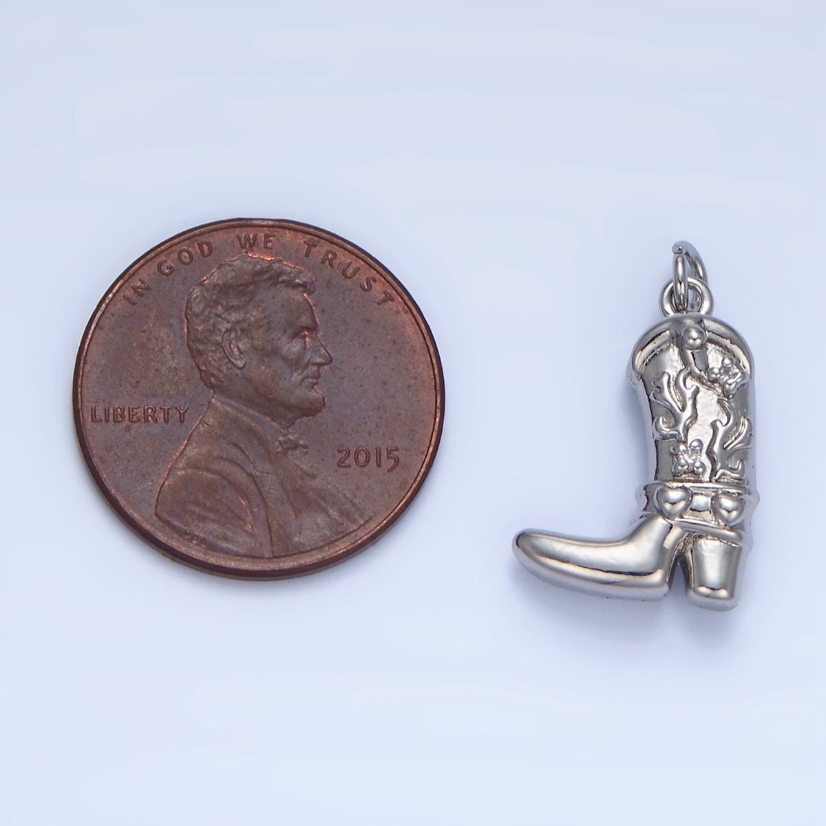 24K Gold Filled 17mm CZ Star Cowboy Boots Charm in Gold & Silver | W079