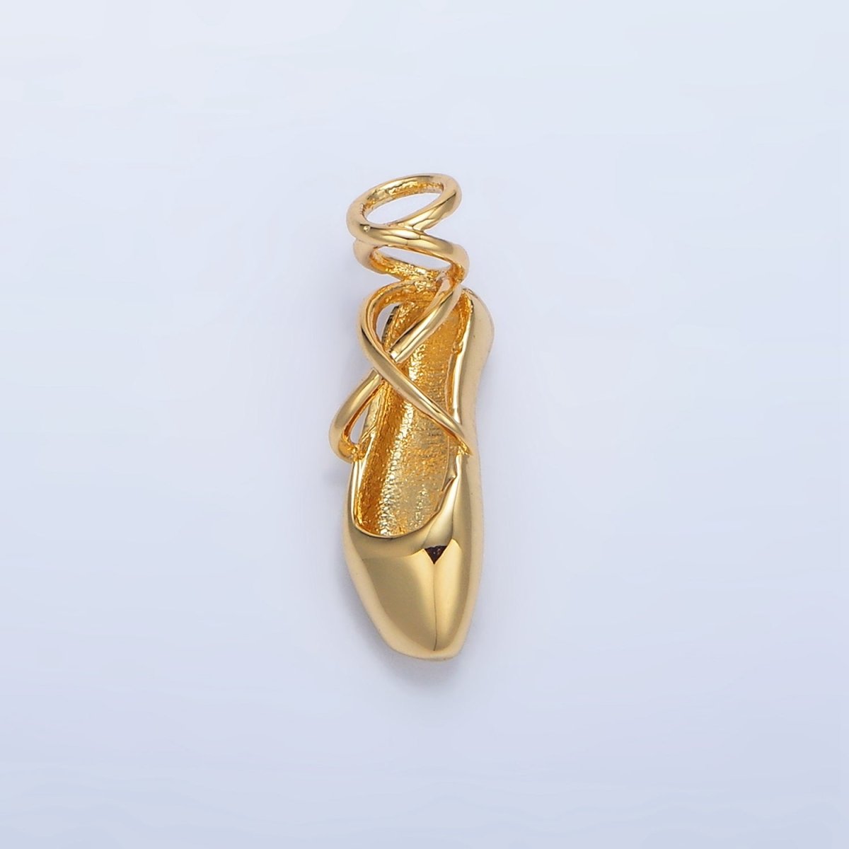 24K Gold Filled 8mm Dancing Pointe Ballet Shoes Multidimensional Charm in Gold & Silver | X615