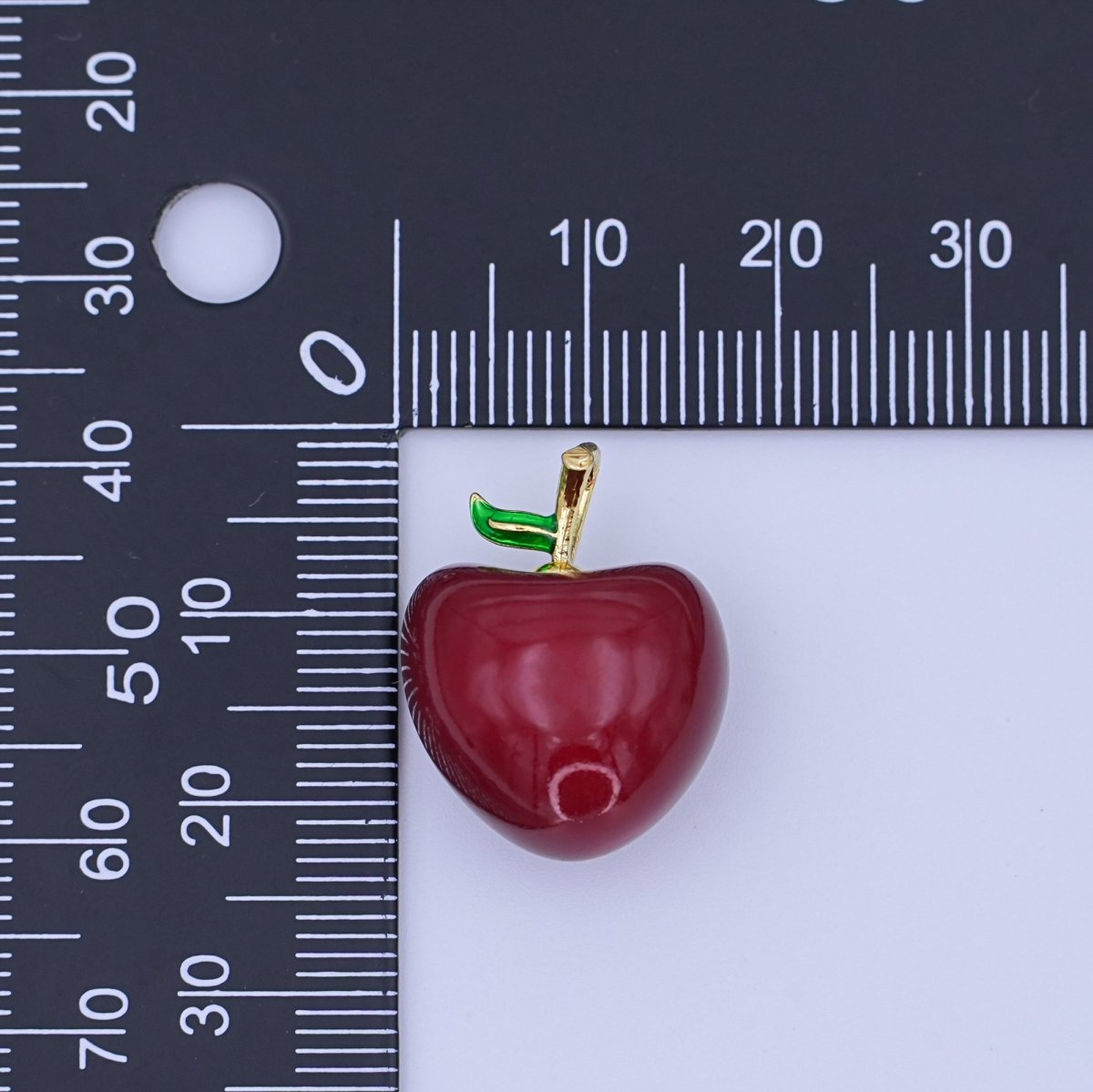 24K Gold Filled Red Washington Apple Fruit Enamel 3D Multidimensional Pendant | AH422-AH424