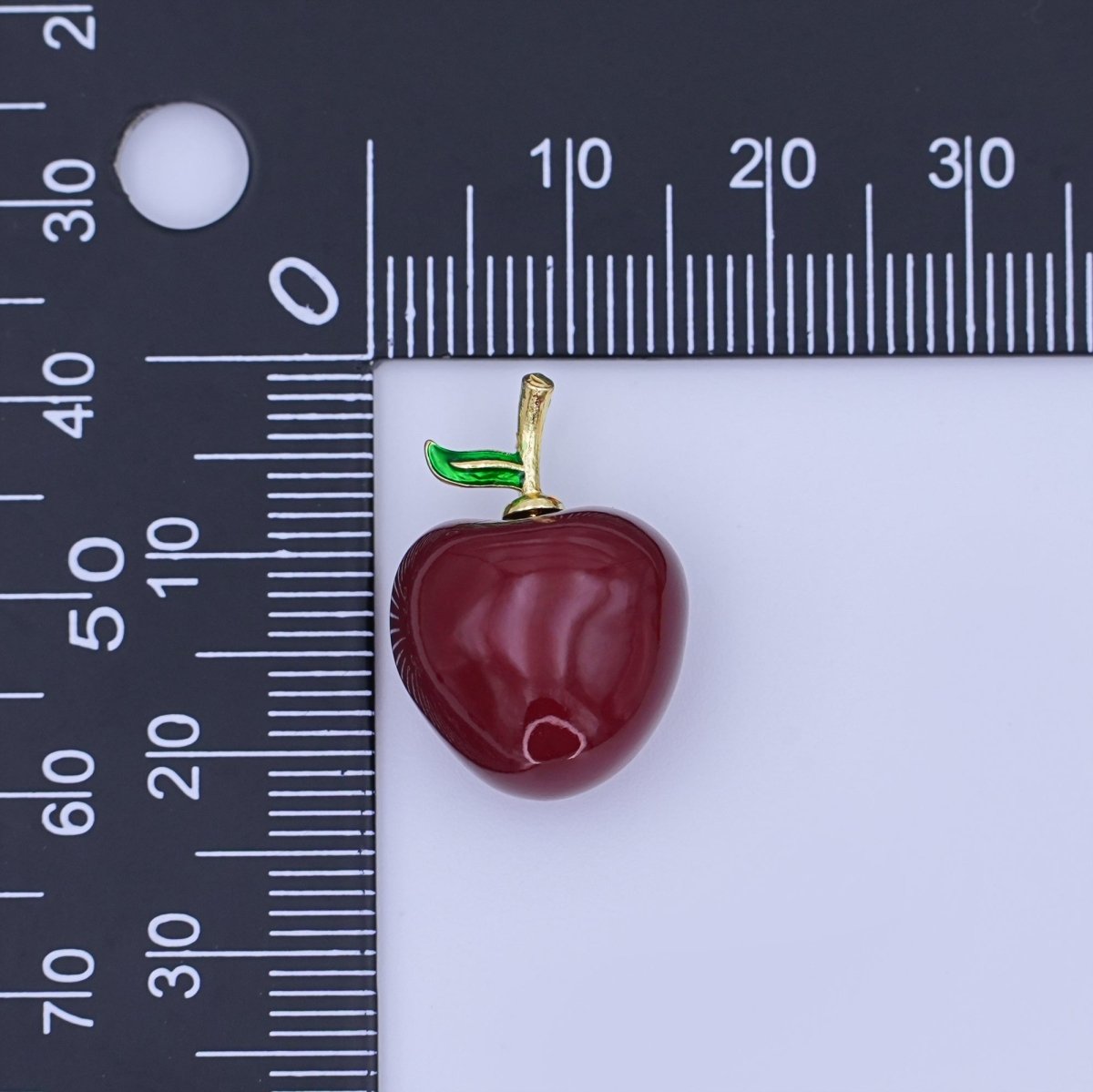 24K Gold Filled Red Washington Apple Fruit Enamel 3D Multidimensional Pendant | AH422-AH424