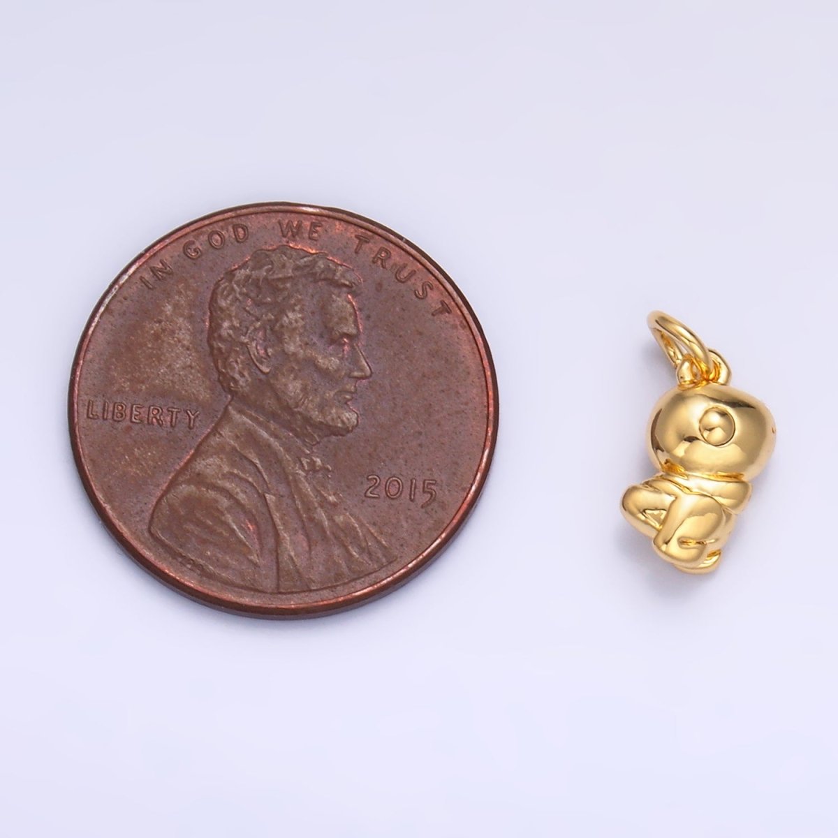 24K Gold Filled 10mm Dinosaur Multidimensional 3D Mini Charm in Gold & Silver | W874