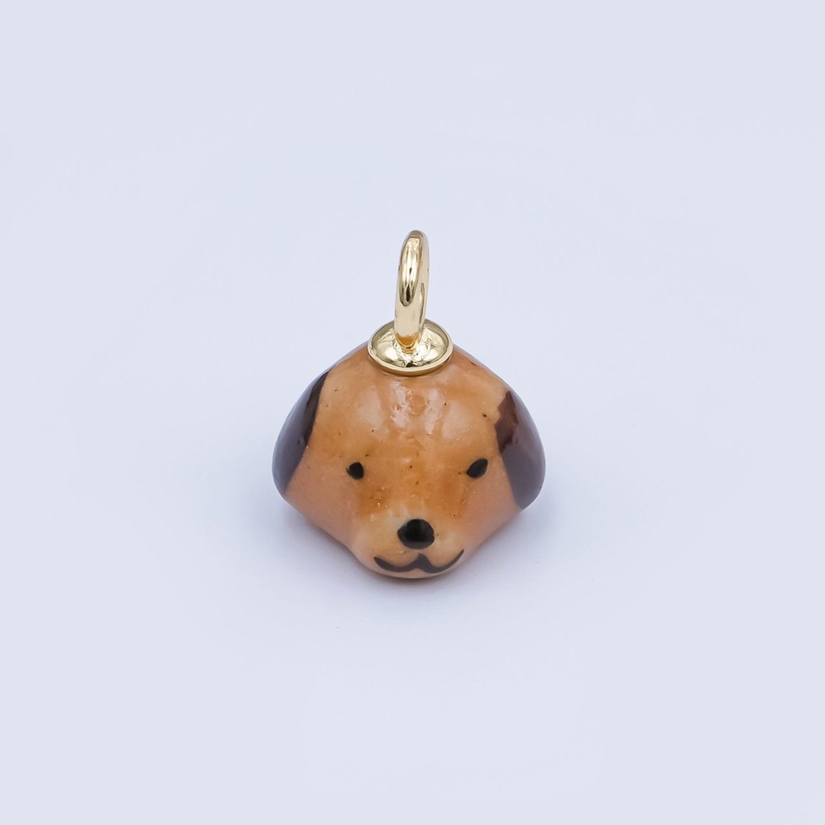 24K Gold Filled Dog Puppy Ceramic Drop Pendant | N141