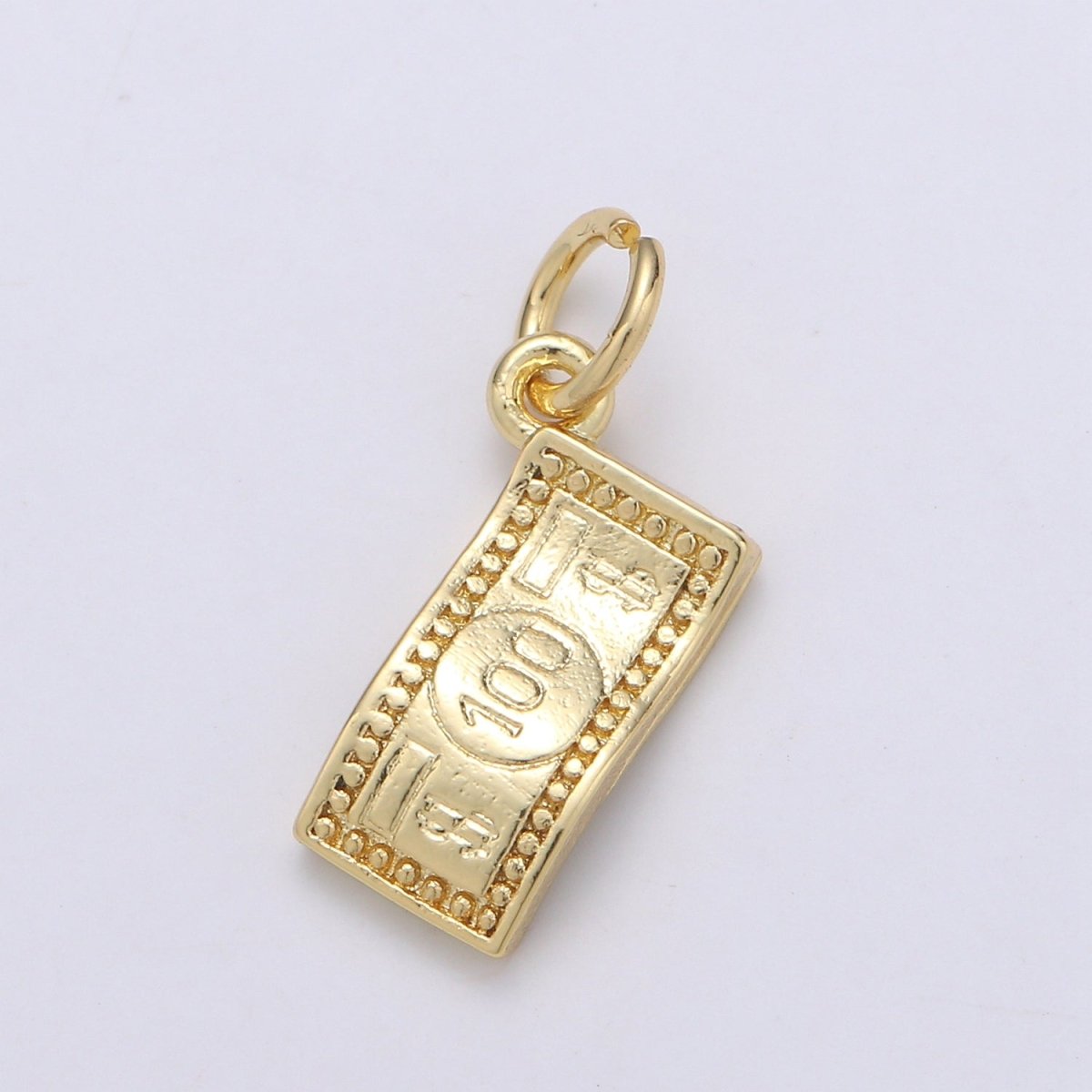 24K Gold Filled dollar Paper Money "$100" Charm E-063