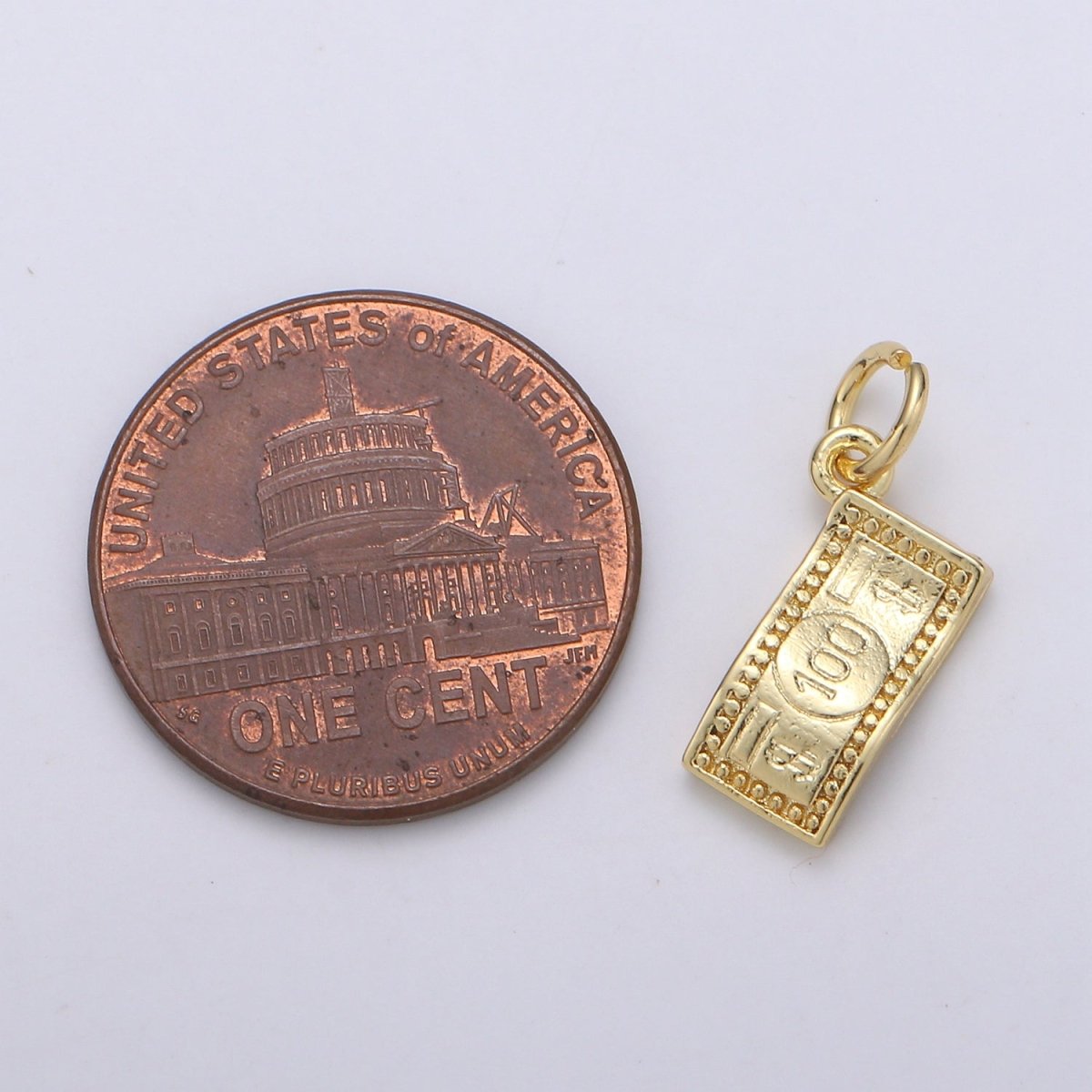 24K Gold Filled dollar Paper Money "$100" Charm E-063