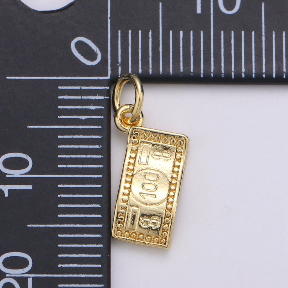 24K Gold Filled dollar Paper Money "$100" Charm E-063