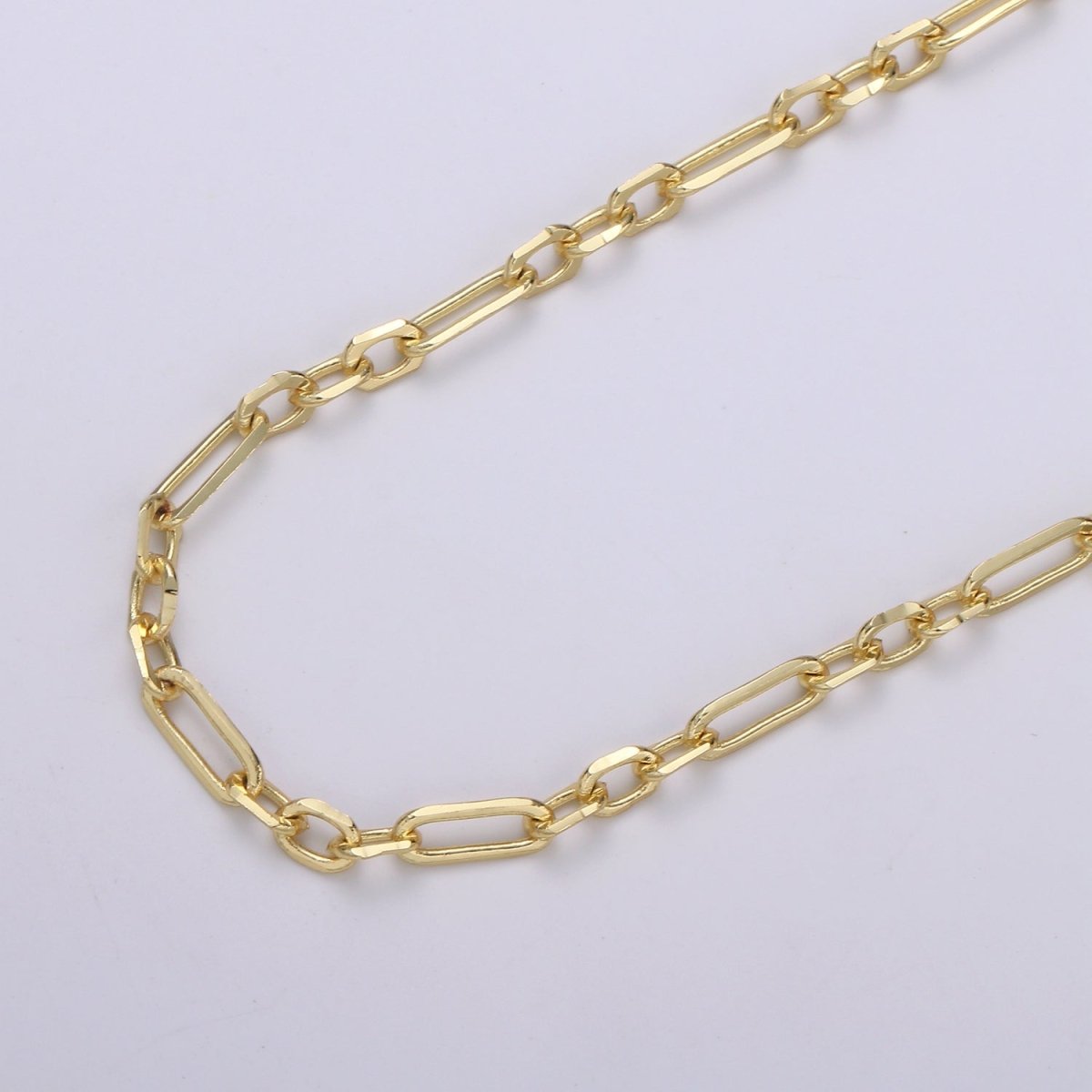 24K Gold Filled Elaborate PAPERCLIP long and short Chain Sold by Yard For Jewelry Making | ROLL-435 Clearance Pricing