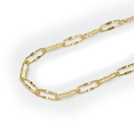 24K Gold Filled Embossed UNIQUE PAPERCLIP Chain by Yard, Fashion Roll Chain for Jewelry Necklace Bracelet Anklet Making | ROLL-424 Clearance Pricing