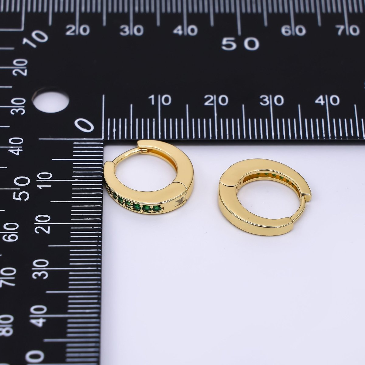 24K Gold Filled Emerald Green Micro Paved CZ Lever Back Hoops Earrings | AJ-053