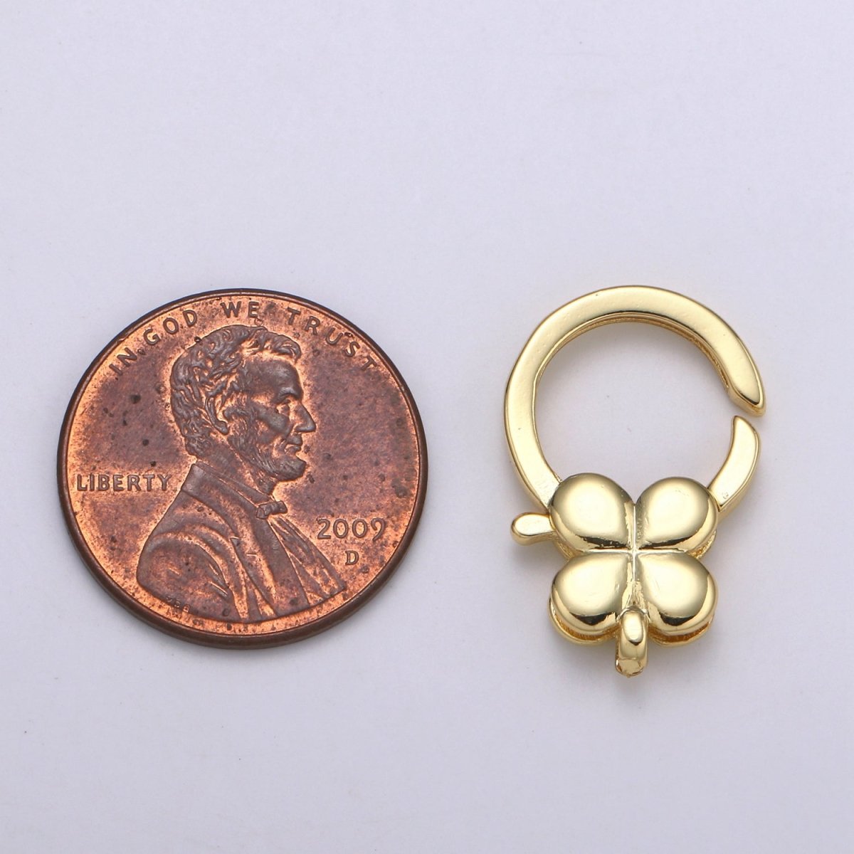 24K Gold Filled Four Clover Lobster Clasp Push Ring Gate Clasp For DIY Jewelry Making L-182