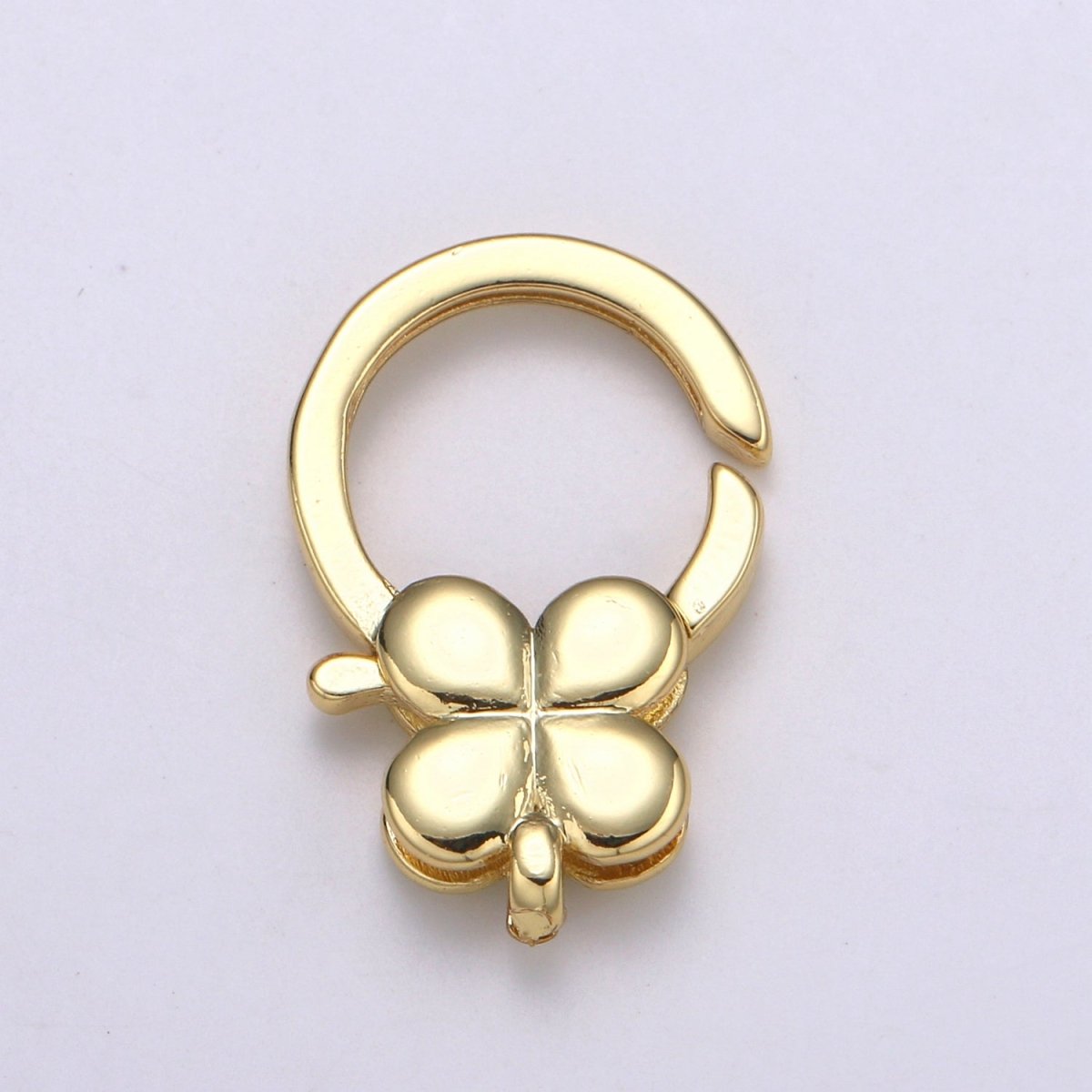 24K Gold Filled Four Clover Lobster Clasp Push Ring Gate Clasp For DIY Jewelry Making L-182