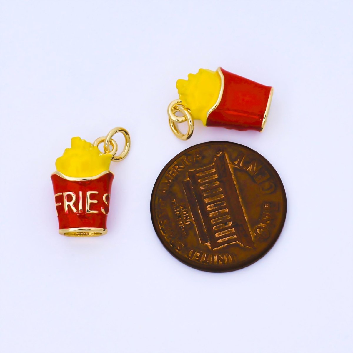 24K Gold Filled French Fries Enamel 3D Multidimensional Charm | AF1563