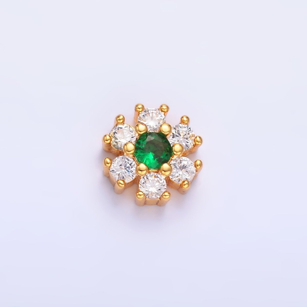 24K Gold Filled Fuchsia, Green, Black CZ Flower Bead | B310 B316