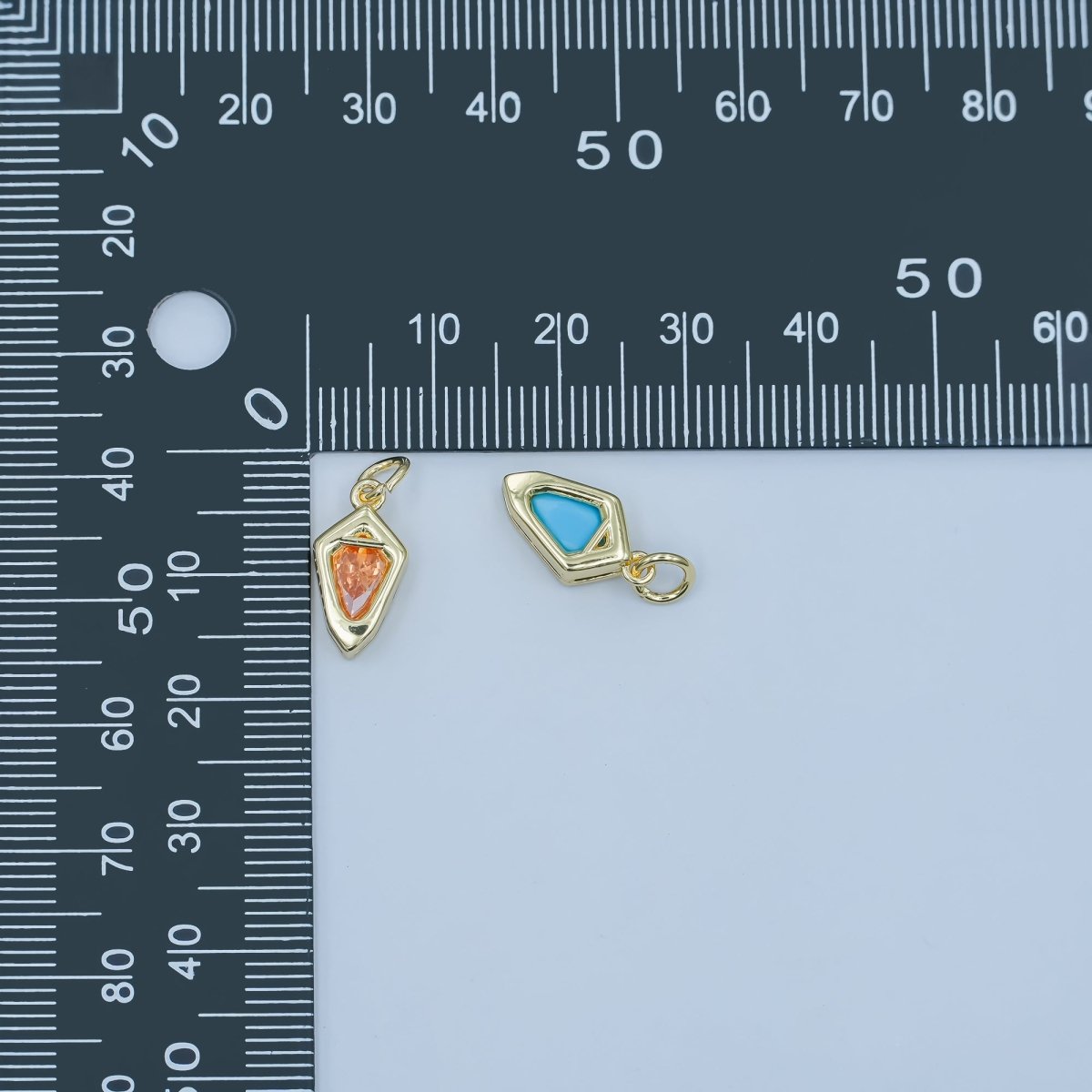 24K Gold Filled Geometric CZ Bezel Personalized Charm | N110 - N115