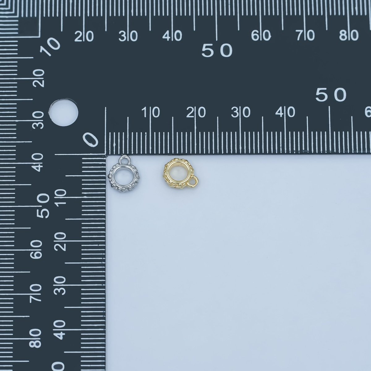 24K Gold Filled Geometric Dotted Wide Round Bail Finding in Gold & Silver | Z1103