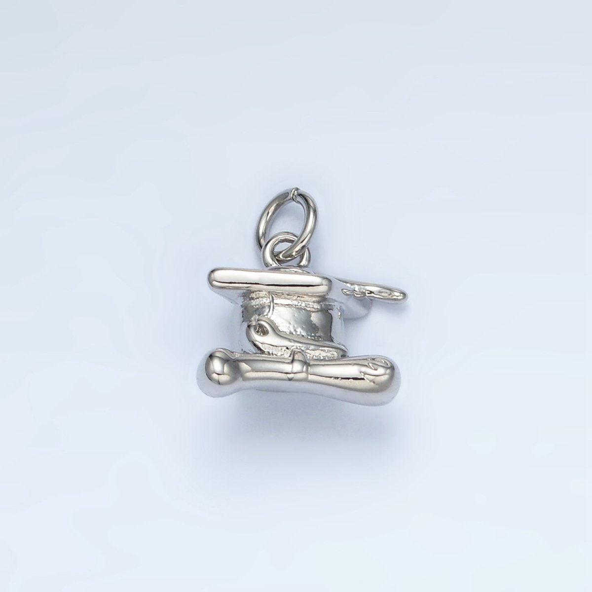 24K Gold Filled 12mm Graduation Cap 3D Multidimensional Mini Charm in Gold & Silver | AG864