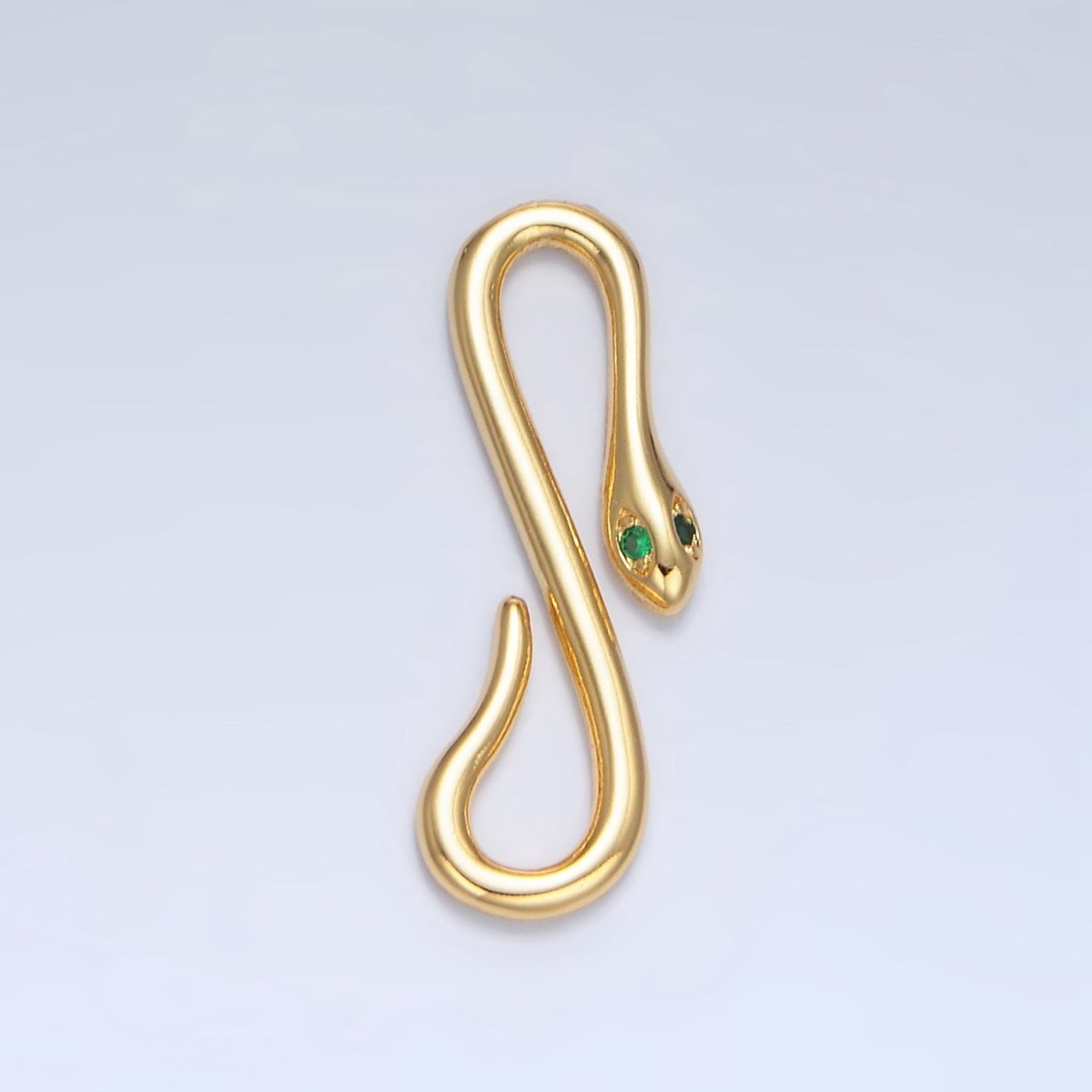 24K Gold Filled 25mm Green CZ Snake Push Closure Findings in Gold & Silver | Z974