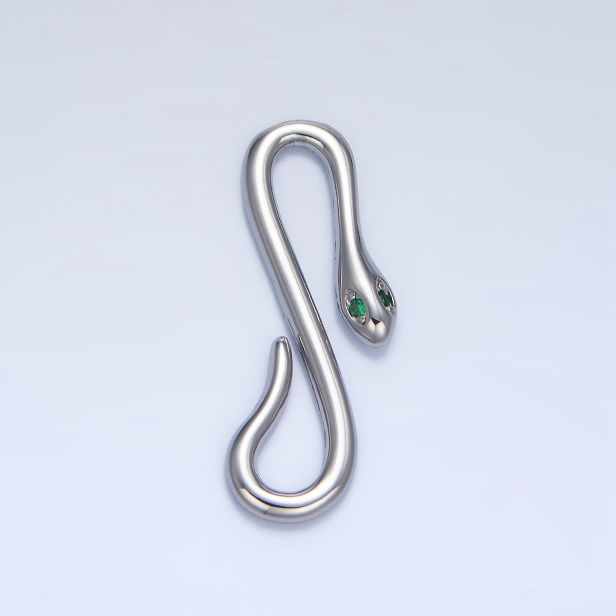 24K Gold Filled 25mm Green CZ Snake Push Closure Findings in Gold & Silver | Z974