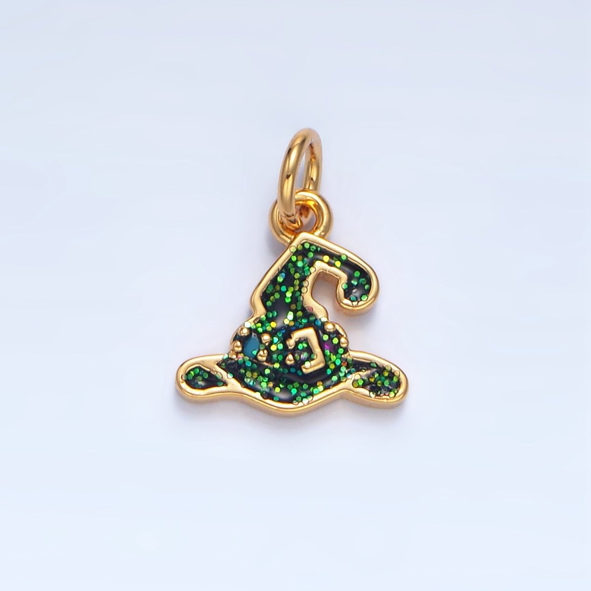24K Gold Filled 11mm Halloween Black Witch Hat Charm in Gold & Silver | X621