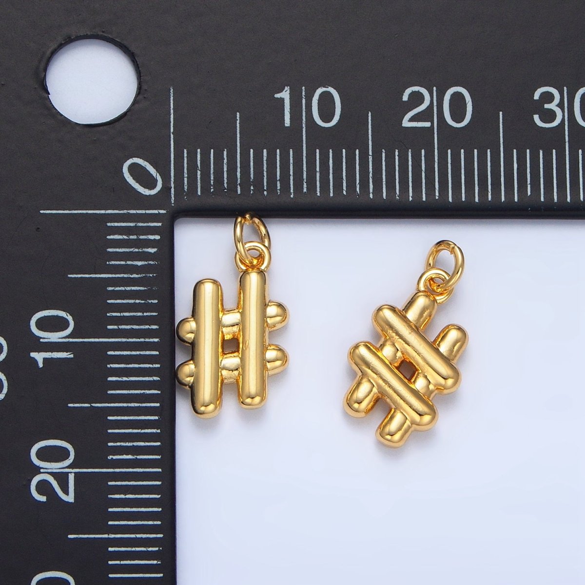 24K Gold Filled 14mm Minimalist Number Hashtag "