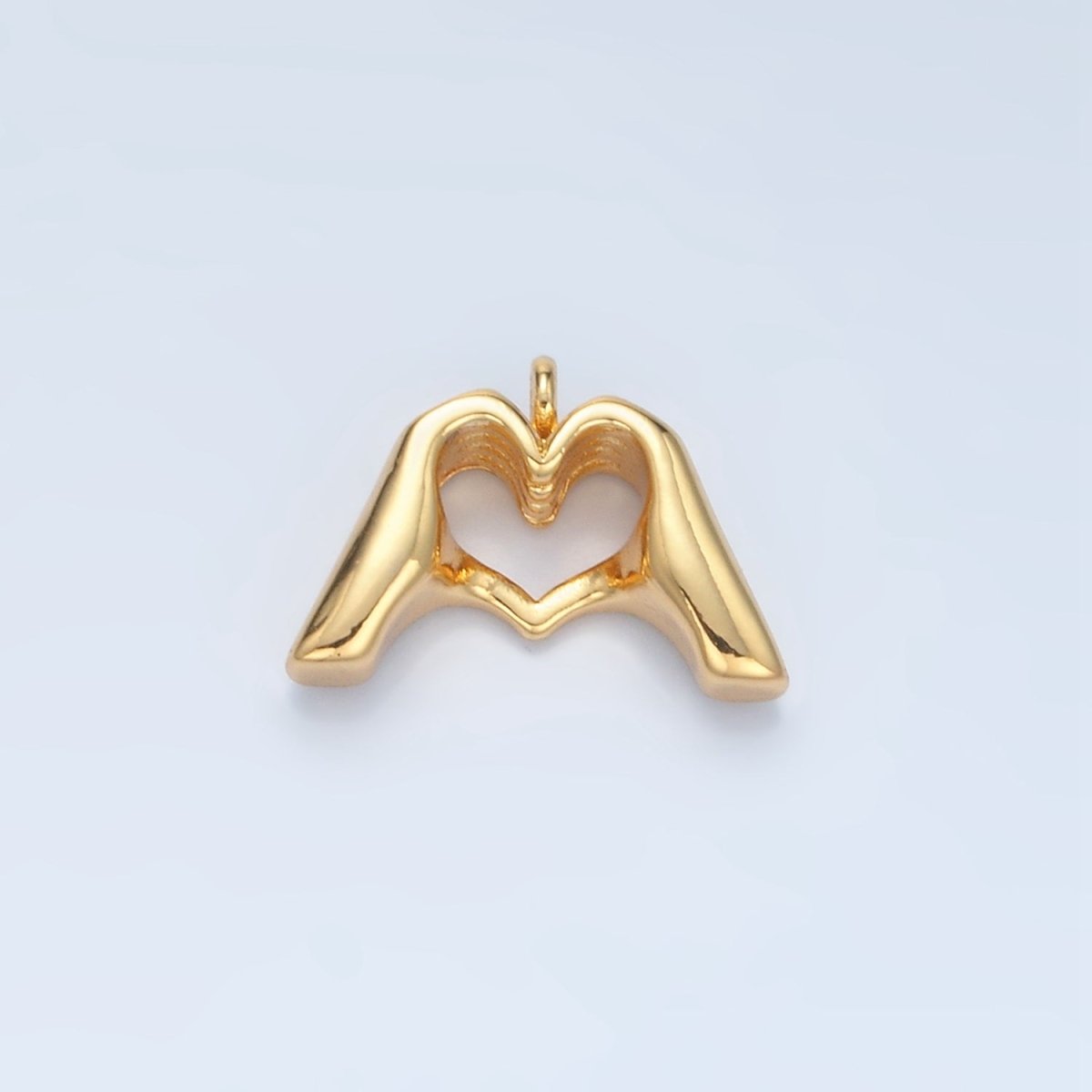 24K Gold Filled 10mm Heart Hand Gesture Multidimensional Charm in Gold & Silver | E372