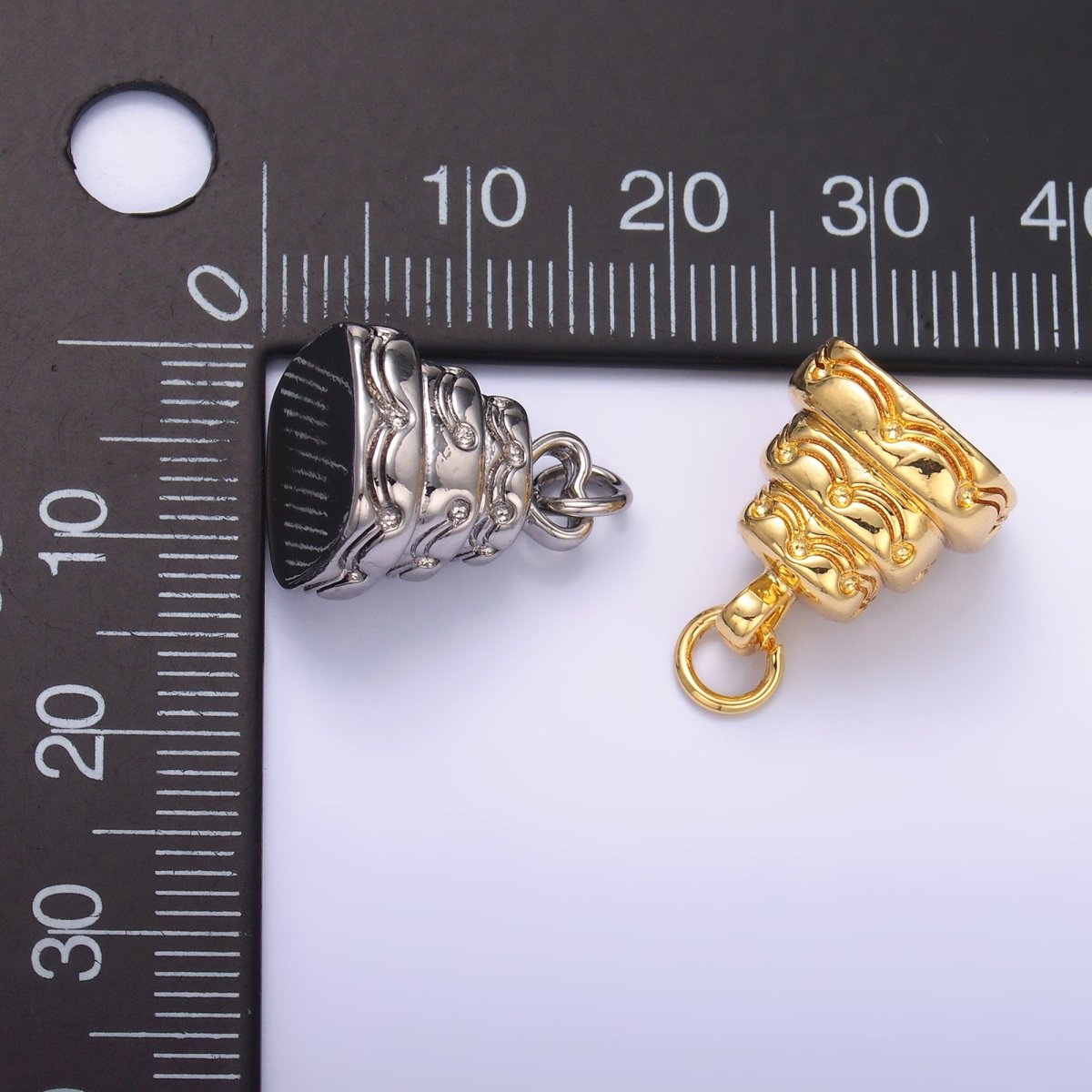 24K Gold Filled 12mm Heart Love Cake Multidimensional 3D Charm in Gold & Silver | D628
