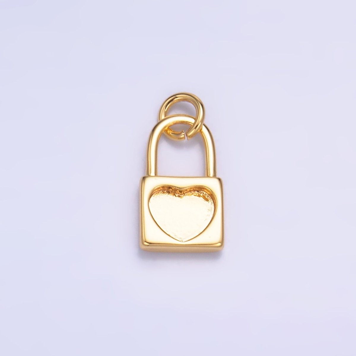 24K Gold Filled 11.5mm Heart Padlock Mini Charm in Gold & Silver | W871