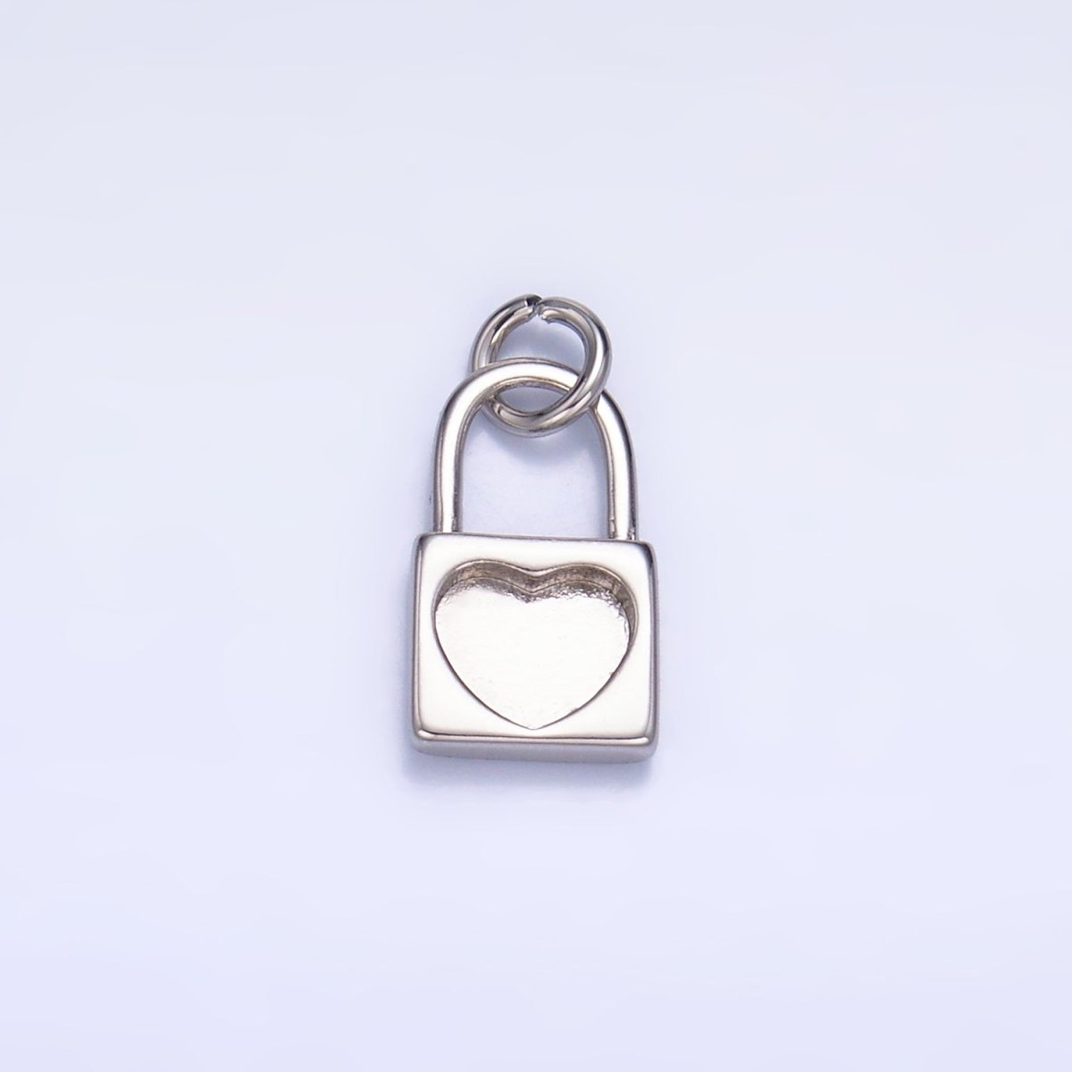 24K Gold Filled 11.5mm Heart Padlock Mini Charm in Gold & Silver | W871