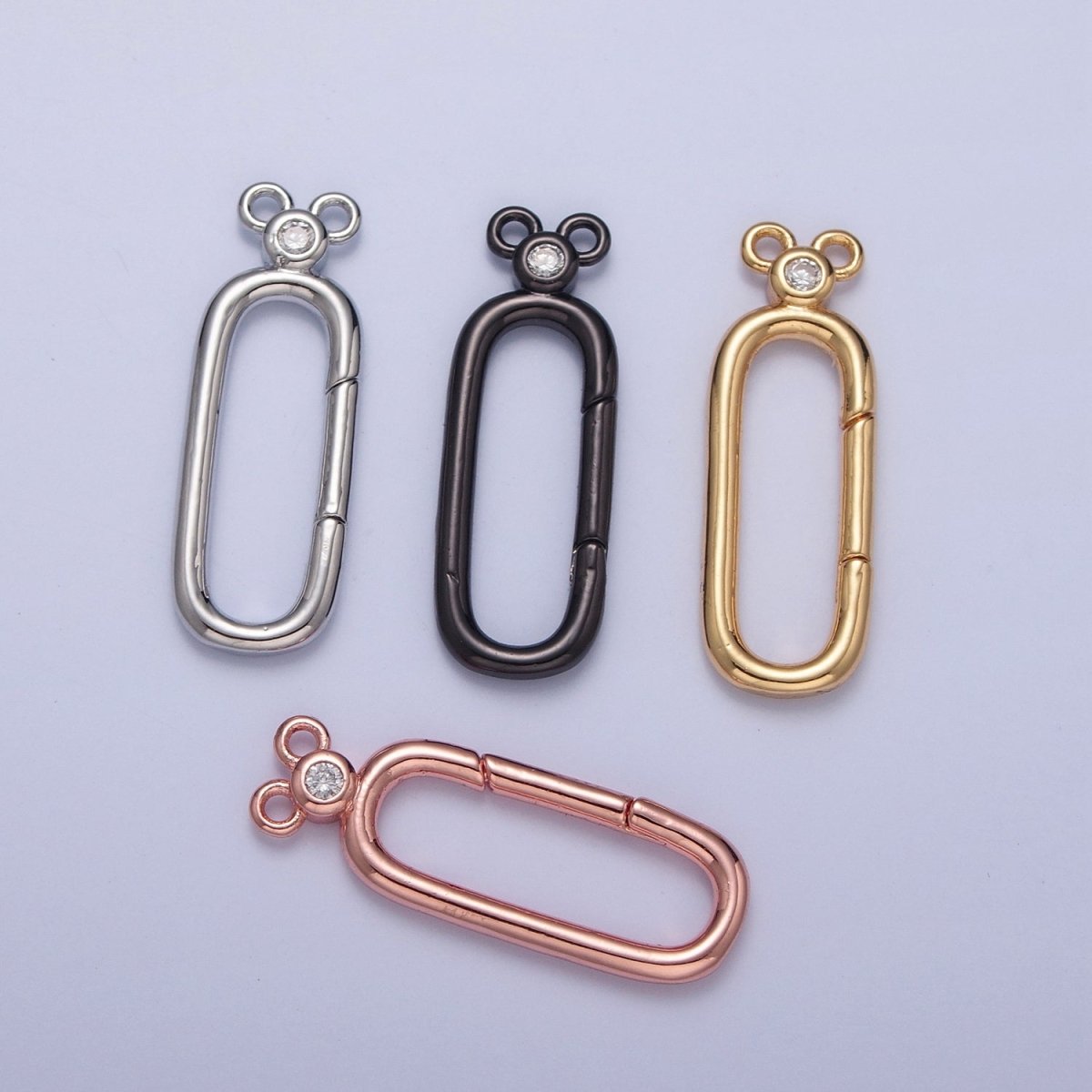 24K Gold Filled Jewelry Closure, Rectangle Toggle Clasps with Cubic Zirconia L-782~L-785