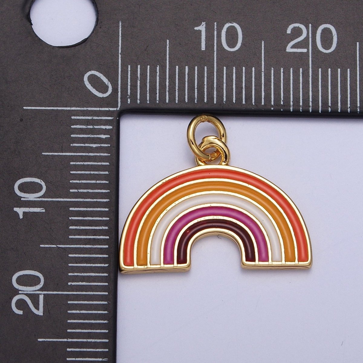 24K Gold Filled Lesbian LGBTQ Pride Flag Gradient Enamel Rainbow Charm For Jewelry Making AG-111