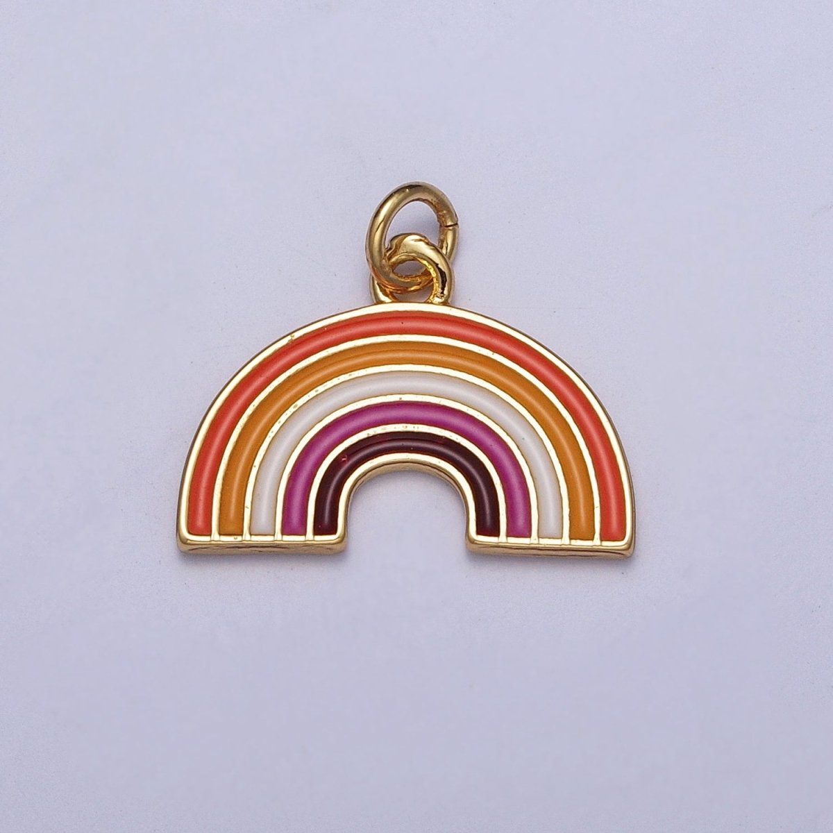 24K Gold Filled Lesbian LGBTQ Pride Flag Gradient Enamel Rainbow Charm For Jewelry Making AG-111