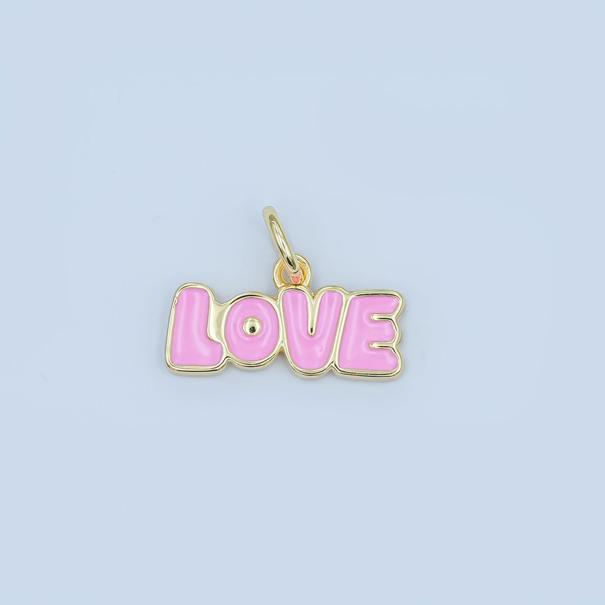 24K Gold Filled "LOVE" Red, Pink Enamel Script Charm | N087