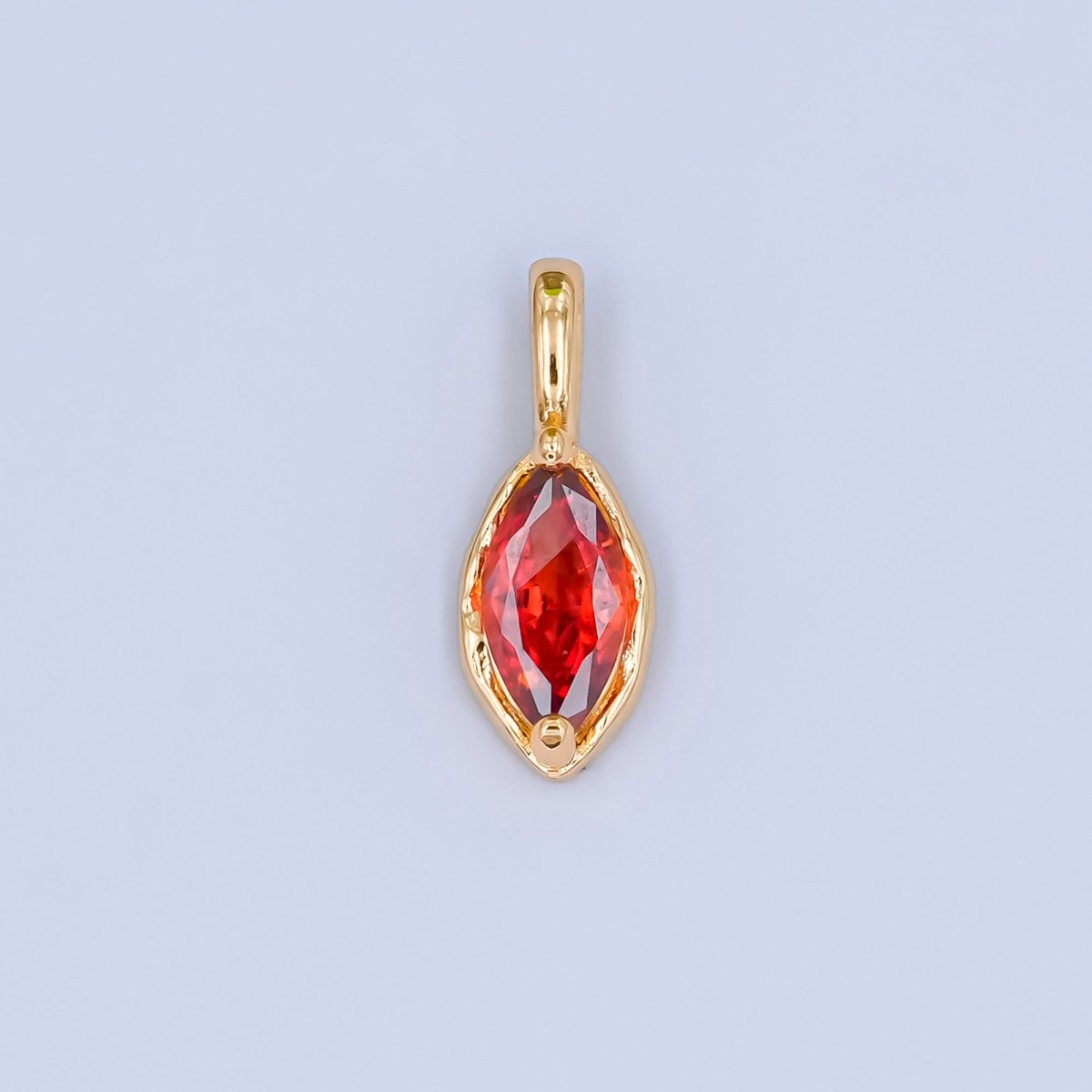 24K Gold Filled Marquise CZ Molten Bezel Personalized Birthstone Pendant | AA1472 - AA1477