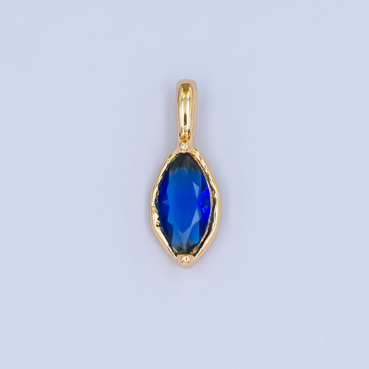 24K Gold Filled Marquise CZ Molten Bezel Personalized Birthstone Pendant | AA1472 - AA1477