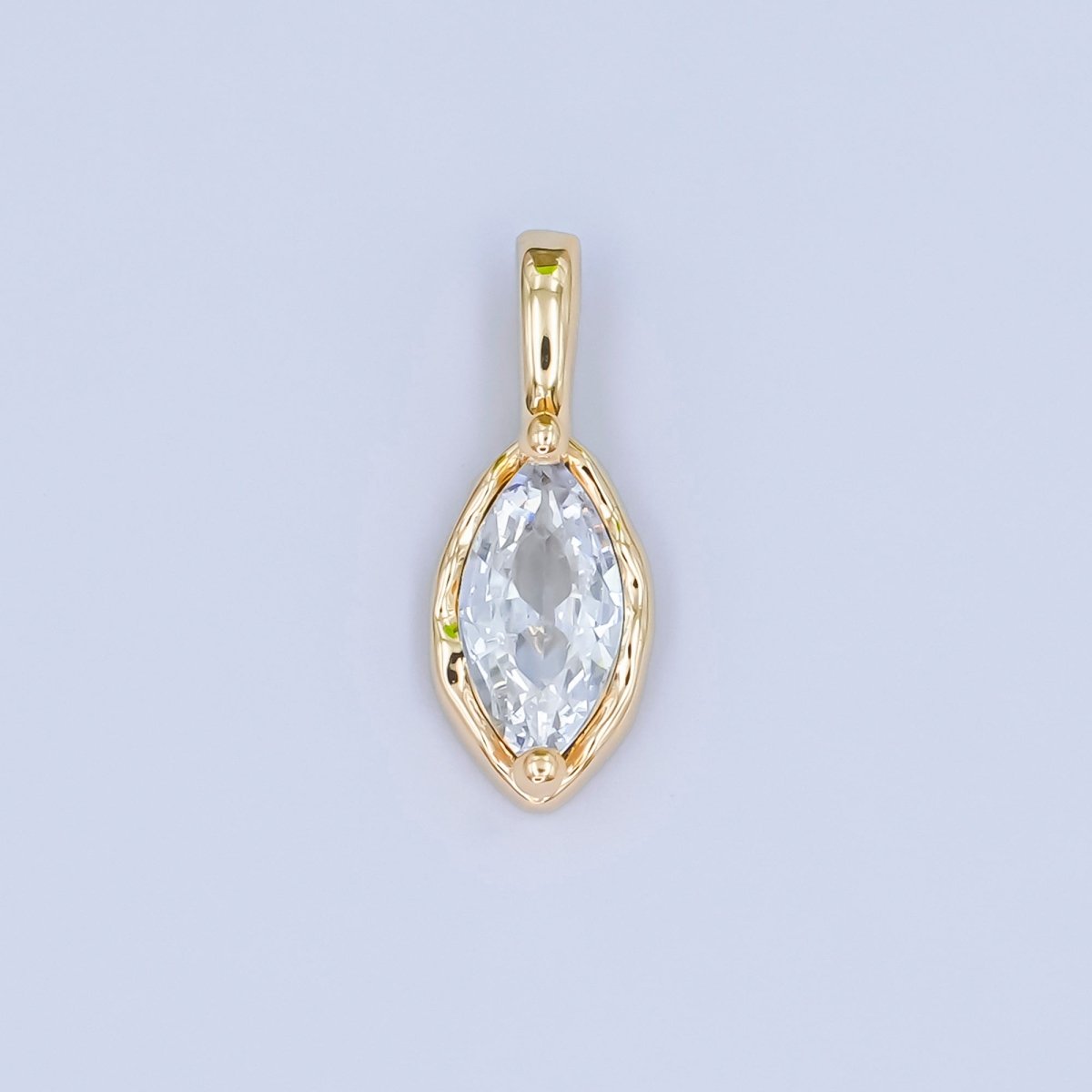24K Gold Filled Marquise CZ Molten Bezel Personalized Birthstone Pendant | AA1472 - AA1477