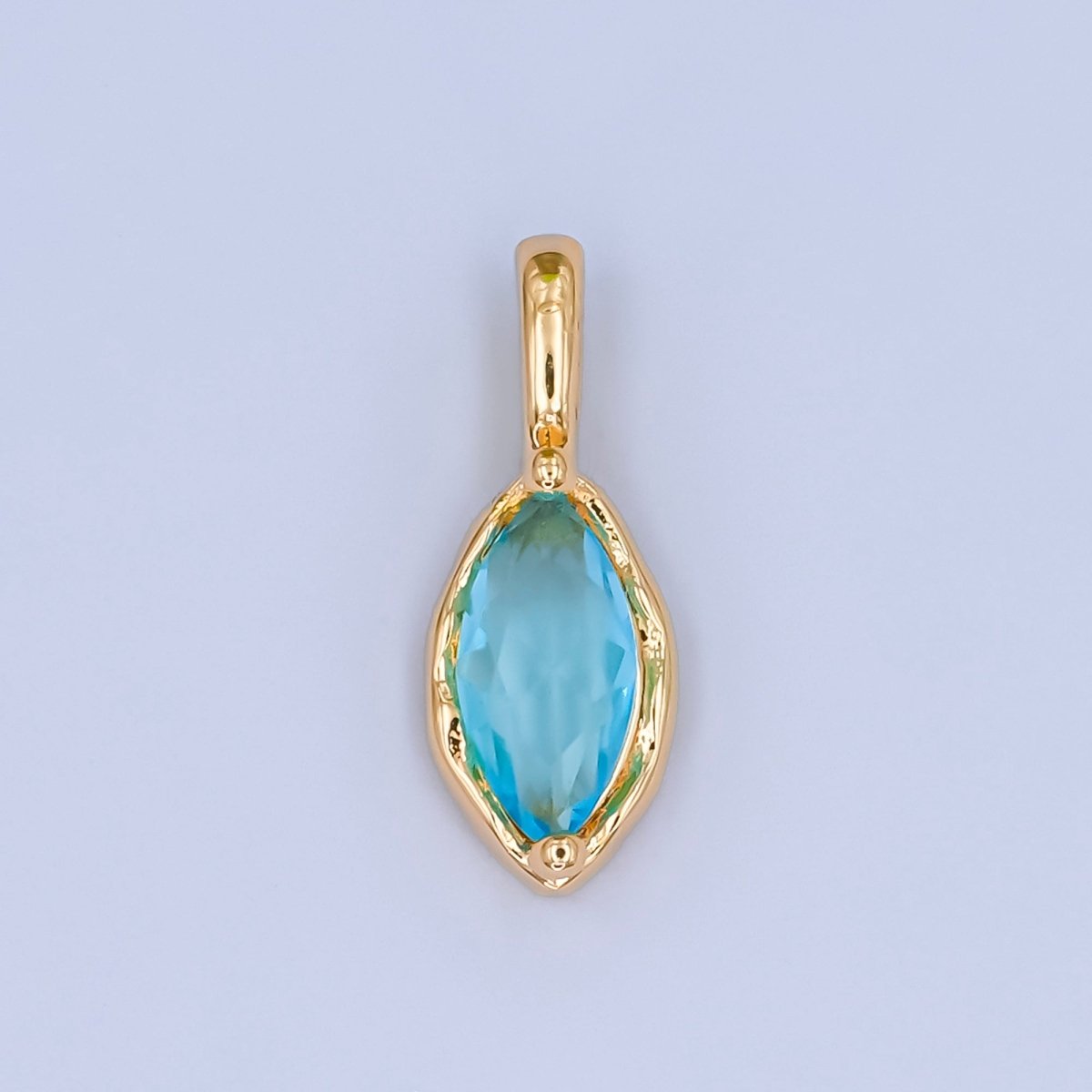 24K Gold Filled Marquise CZ Molten Bezel Personalized Birthstone Pendant | AA1472 - AA1477