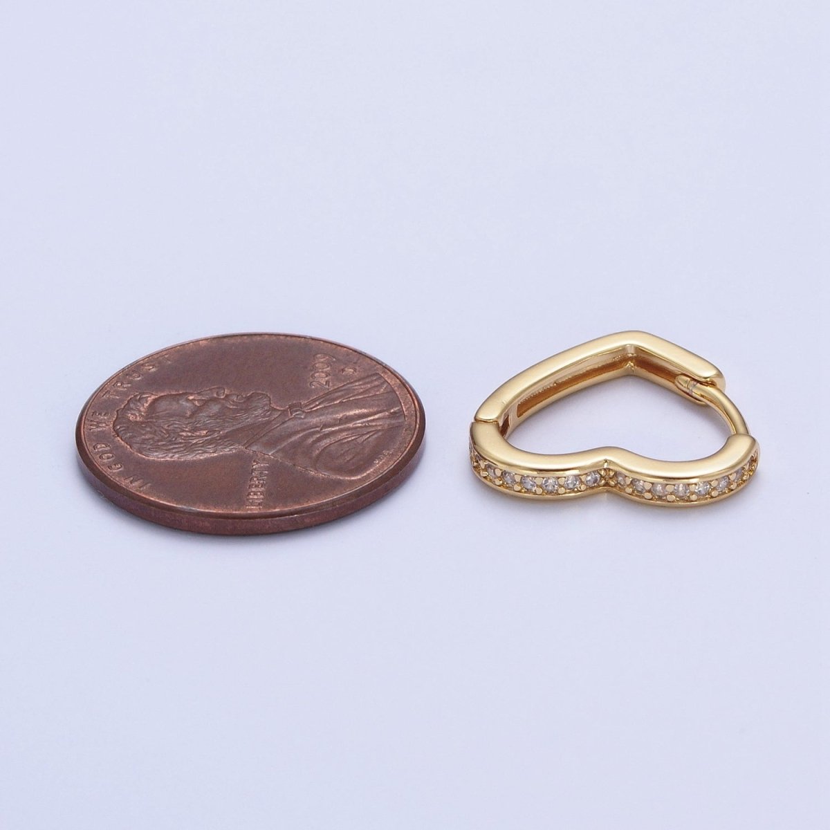 24K Gold Filled Micro Pave Heart Love Huggie Hoop Earrings Jewelry Gift For Valentine | T-027 AD-492