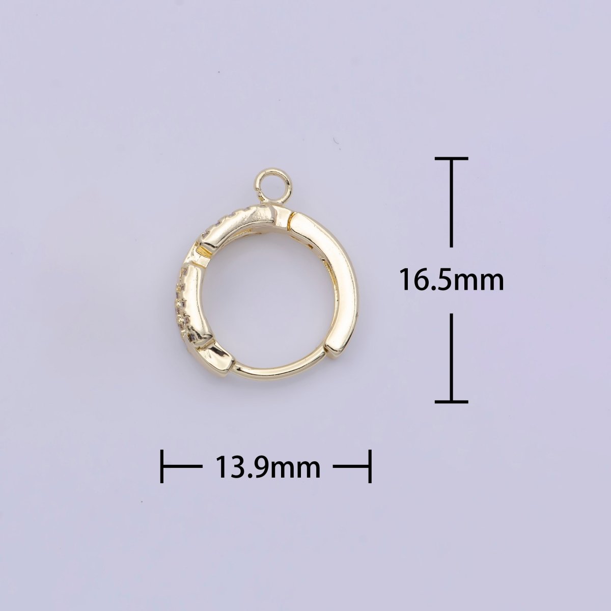 24K Gold Filled Micro Paved CZ Cable Link Open Loop Huggie Earrings Supply L-907