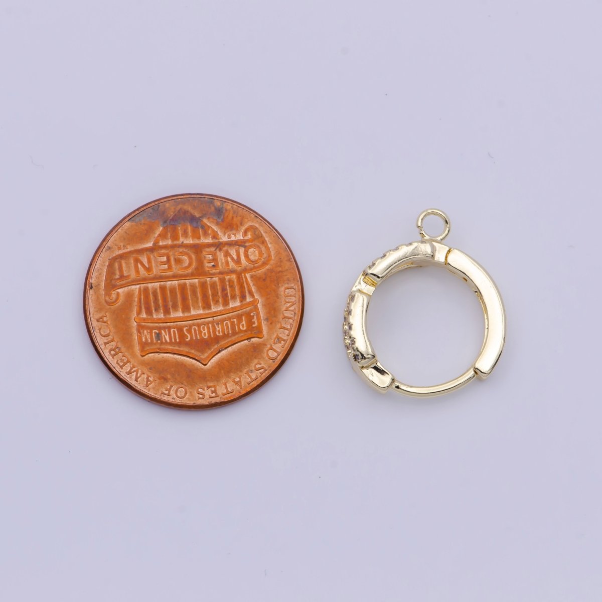 24K Gold Filled Micro Paved CZ Cable Link Open Loop Huggie Earrings Supply L-907
